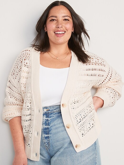 Image number 5 showing, Cropped Open-Knit Cardigan