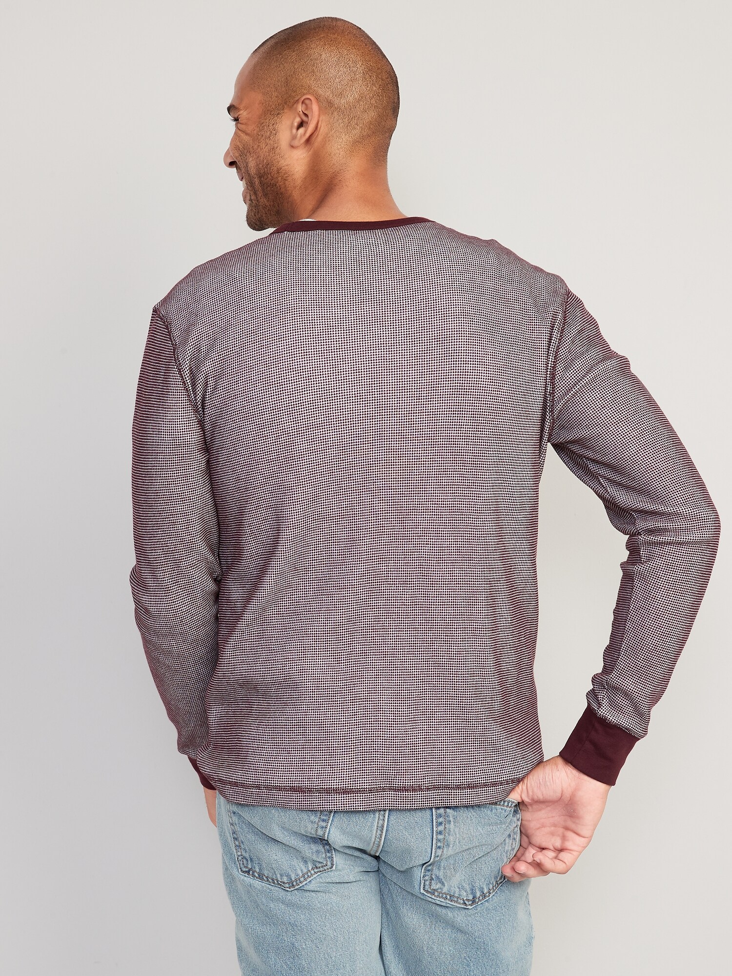 Thermal-Knit Birdseye-Pattern Long-Sleeve T-Shirt for Men | Old Navy