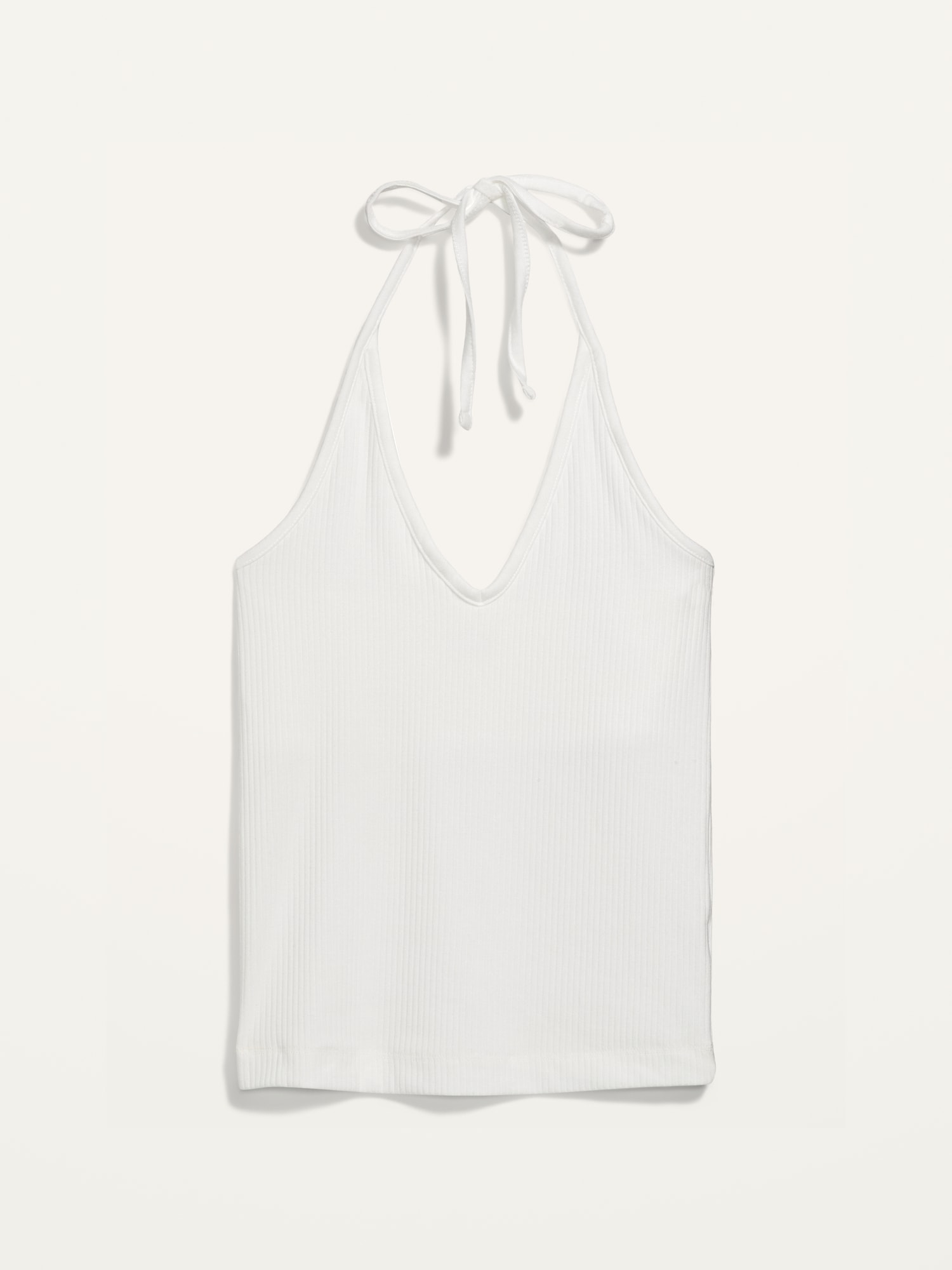 Fitted Halter Rib-Knit Tank Top