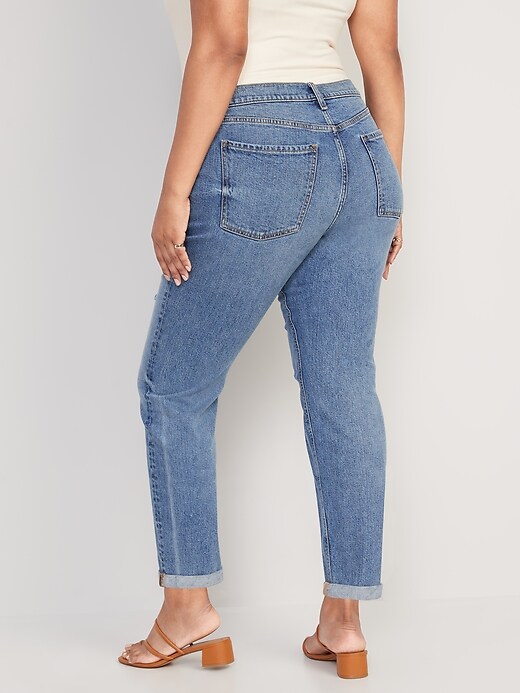 Image number 6 showing, Low-Rise Ripped Boyfriend Straight Jeans for Women
