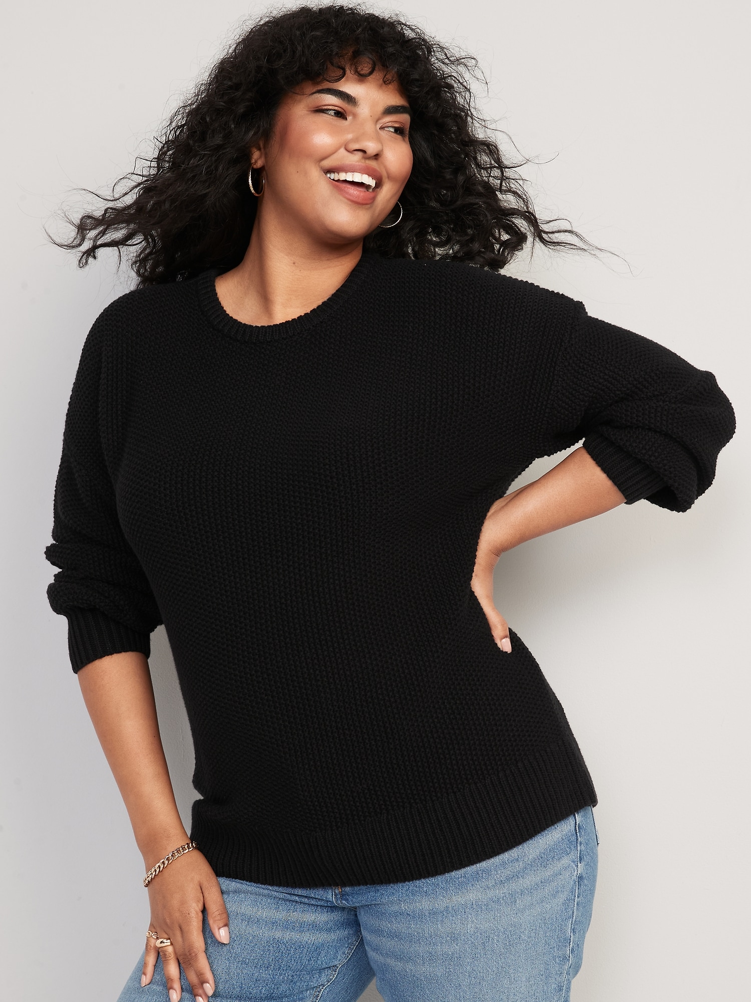 Textured-Knit Tunic Sweater for Women 
