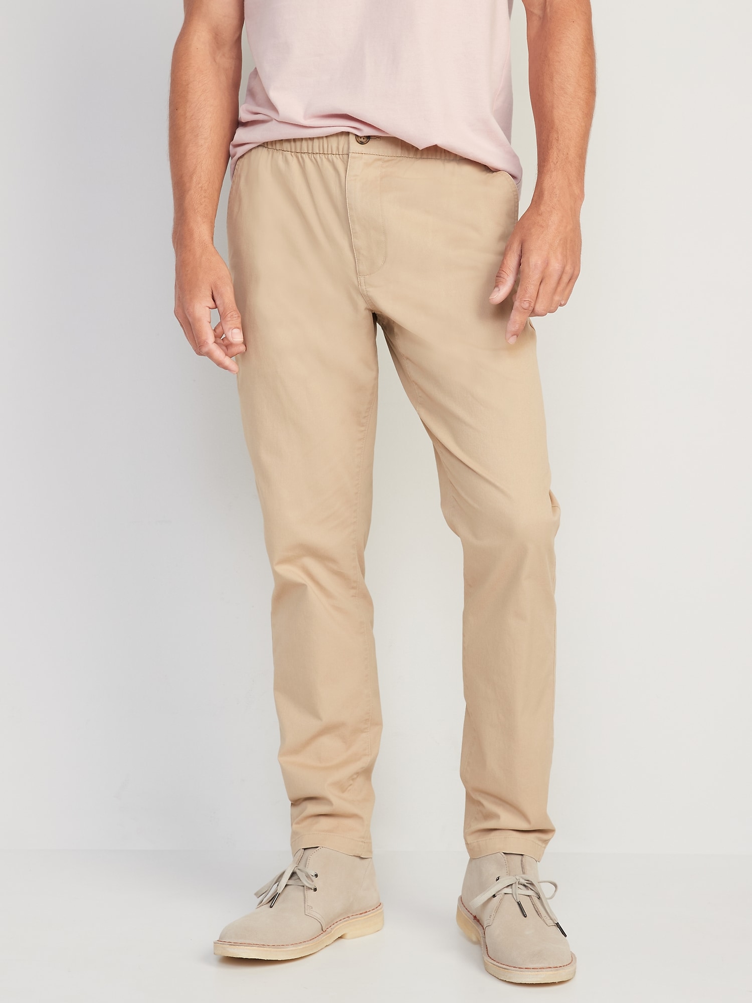 Men's Easy Pull On Elasticated Waist Cotton Chinos