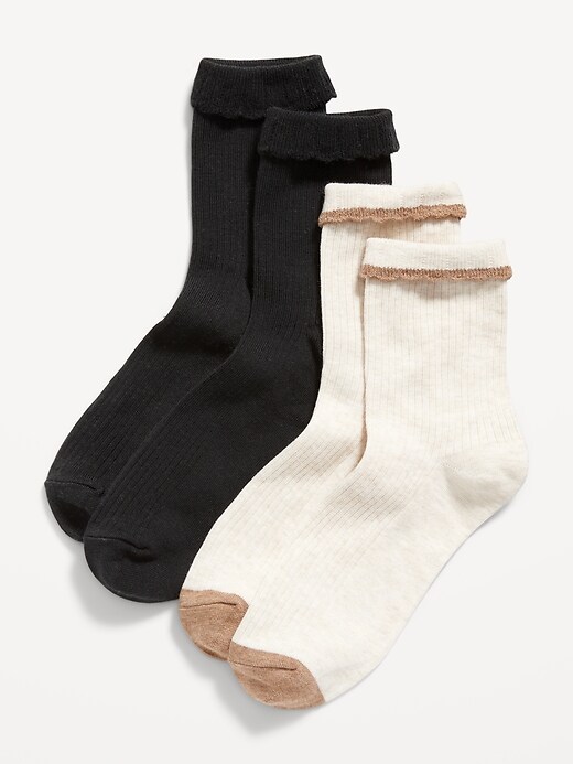 Scalloped Rib-Knit Socks 2-Pack for Women | Old Navy