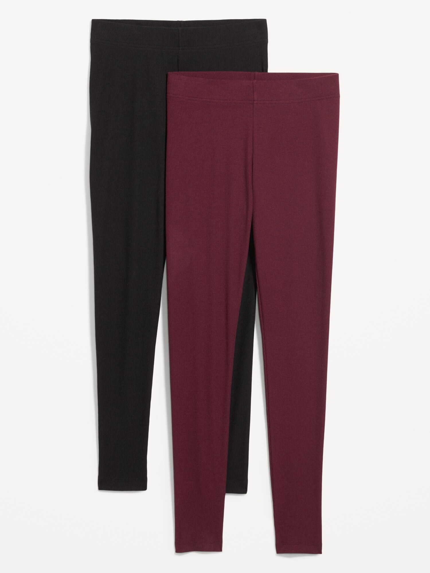 Old Navy High-Waisted Rib-Knit Leggings 2-Pack red. 1