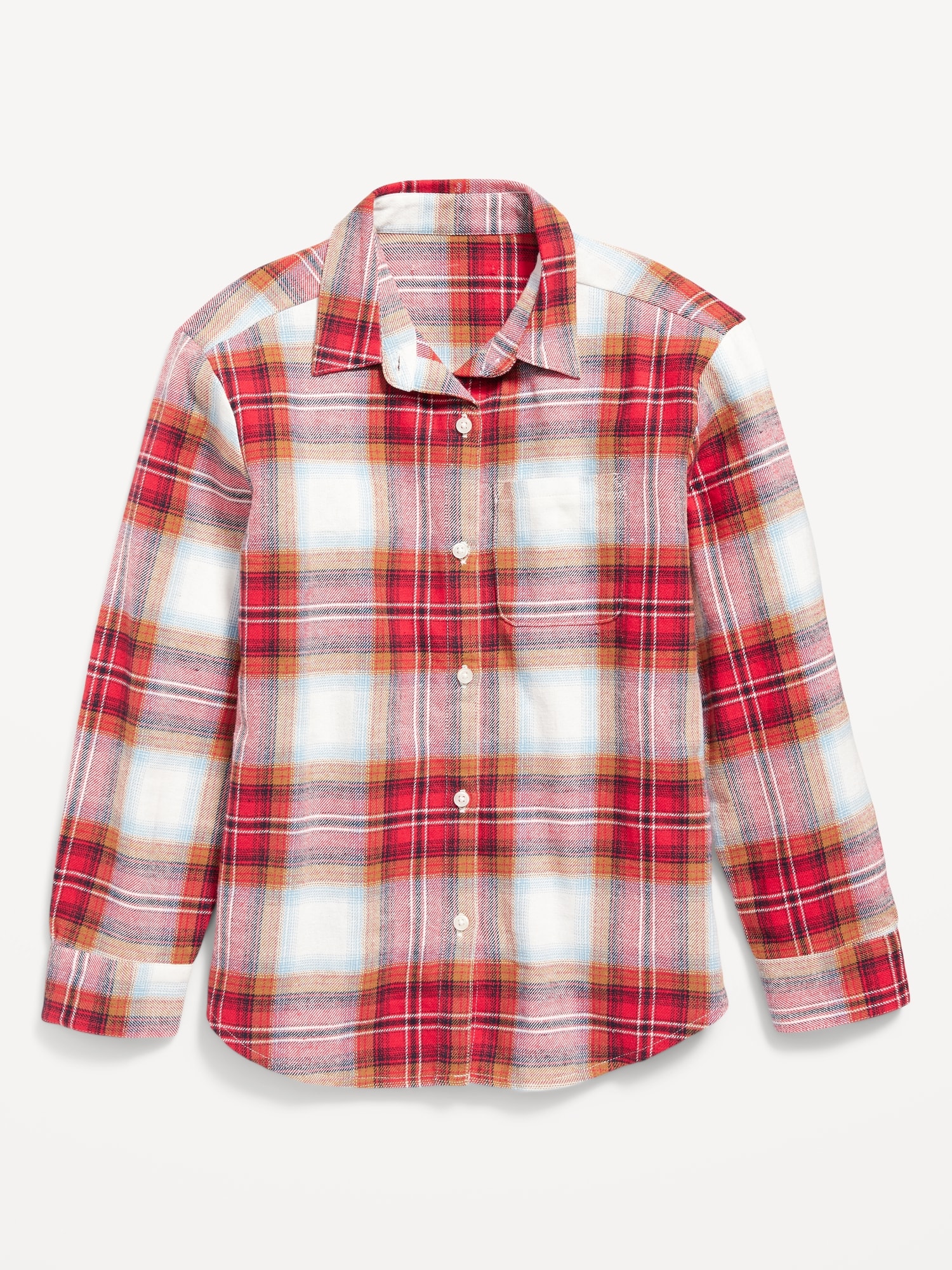 Cozy Long-Sleeve Button-Front Plaid Shirt for Girls