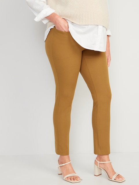 Maternity Full-Panel Pixie Ankle Pants - Brown