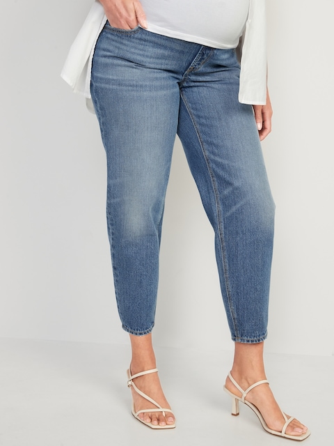 Maternity Full Panel Slouchy Taper Cropped Jeans - Lorraine