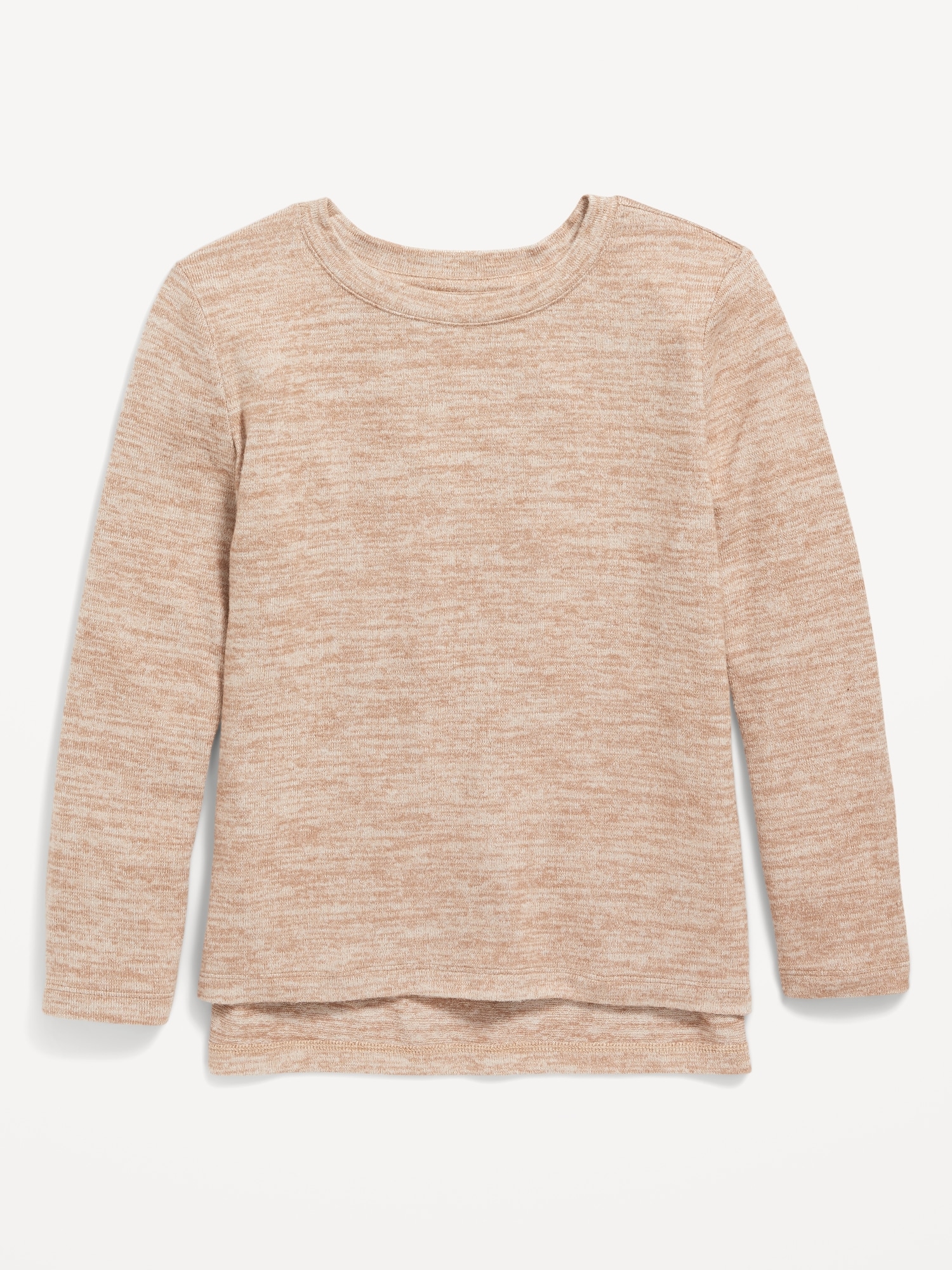 Old Navy Cozy-Knit Crew-Neck Hi-Lo Hem Top for Girls beige. 1