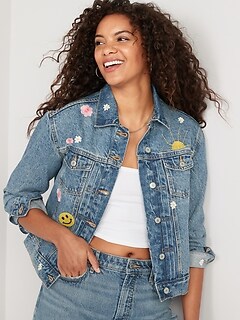Embroidered Graphic Jean Jacket For 