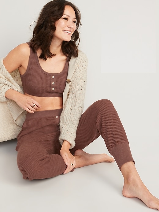 Image number 3 showing, Waffle-Knit Pajama Cami Bralette Top