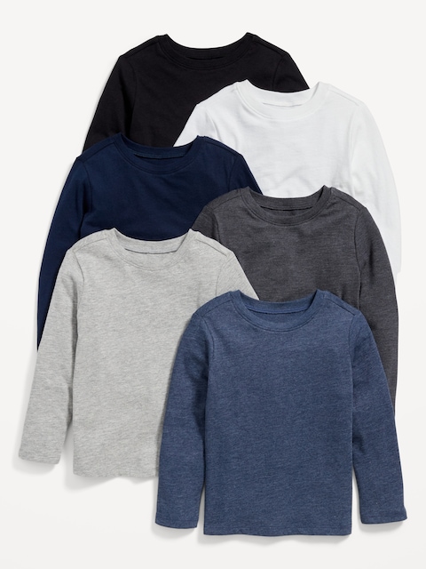 T-shirt unisexe uni à manches longues pour Tout-petit (paquet de 6) - Neutre