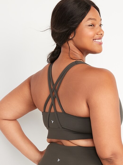 Image number 2 showing, Medium-Support Strappy Longline Sports Bra 2X-4X
