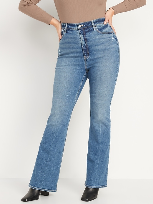 Image number 4 showing, Higher High-Waisted Distressed Flare Jeans for Women