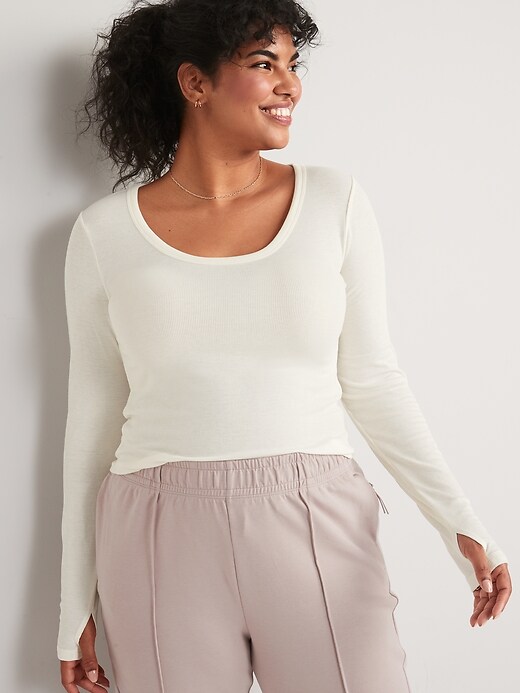 Image number 5 showing, UltraLite Long-Sleeve Rib-Knit Top