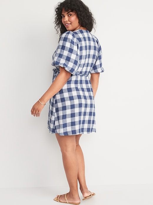 Navy gingham shop print bodycon dress