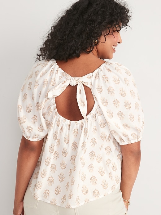 Image number 5 showing, Puff-Sleeve Printed Tie-Back Top For Women