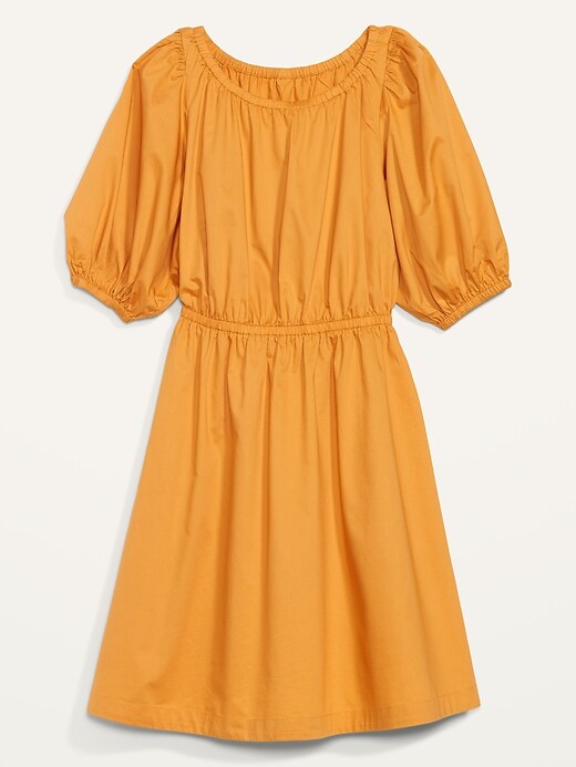 Old Navy - Waist-Defined Cotton-Poplin Puff-Sleeve Shirred Mini Dress ...
