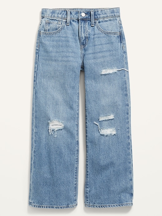 View large product image 1 of 3. High-Waisted Baggy Ripped Wide-Leg Jeans for Girls