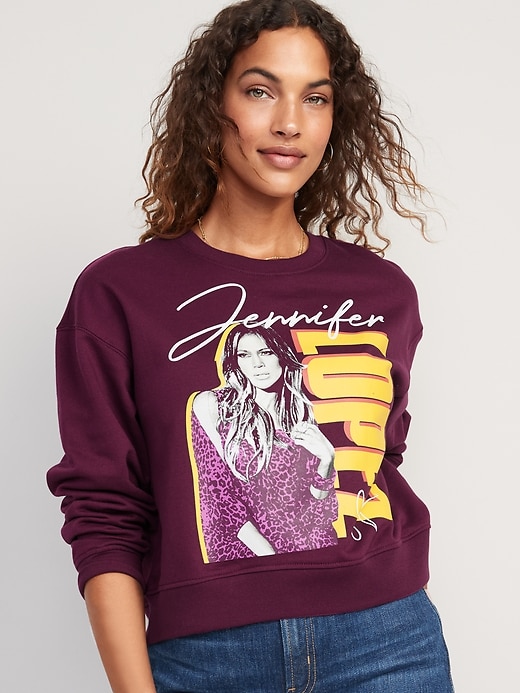 Image number 1 showing, Oversized Licensed Rock Star Cropped Sweatshirt