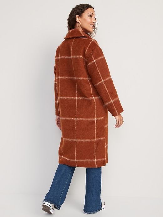 Image number 2 showing, Relaxed Plaid Soft-Brushed Overcoat for Women