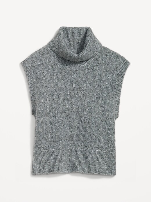 Image number 4 showing, Sleeveless Cropped Cable-Knit Turtleneck Sweater for Women