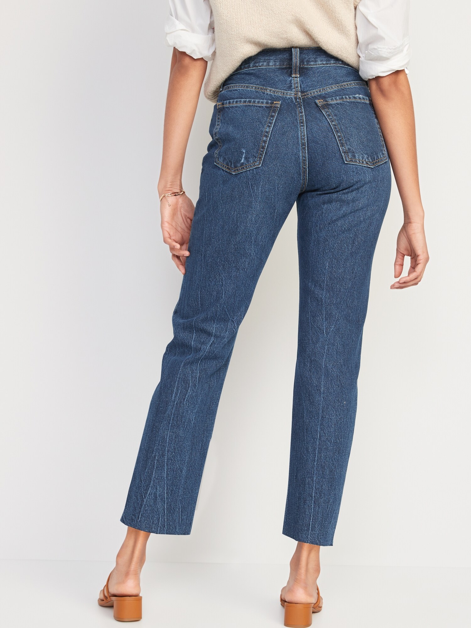 Extra High-Waisted Button-Fly Sky-Hi Straight Cut-Off Non-Stretch