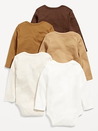 Image number 2 showing, Unisex Long-Sleeve Bodysuit 5-Pack for Baby