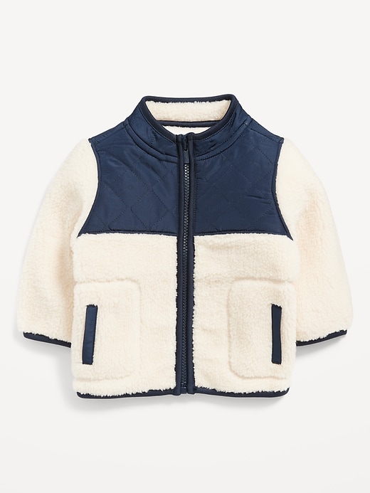 Unisex Color-Blocked Sherpa Jacket For Baby | Old Navy