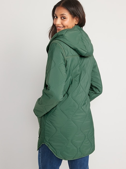 Image number 2 showing, Hooded Quilted Utility Coat for Women