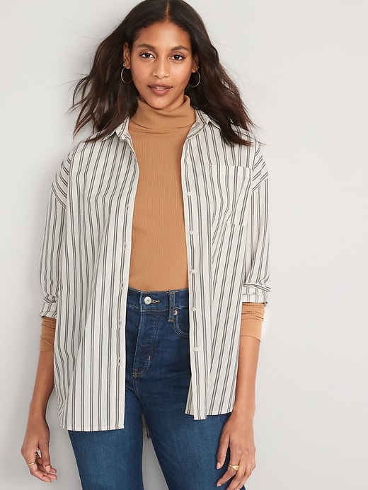 View large product image 1 of 1. Oversized Striped Boyfriend Shirt for Women
