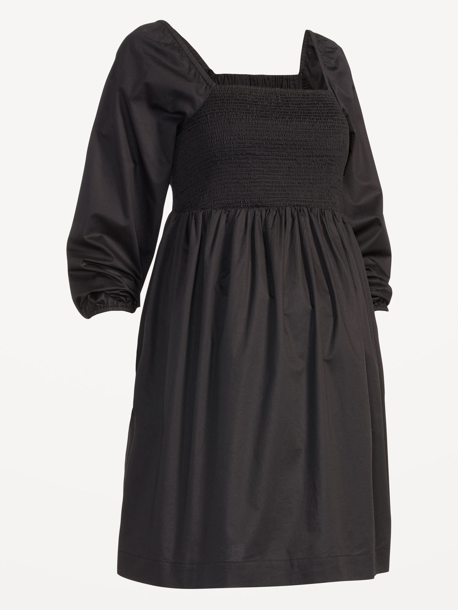 New Look shirred square neck midi dress in black