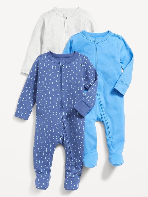 View large product image 1 of 2. Unisex 1-Way-Zip Sleep & Play One-Piece 3-Pack for Baby