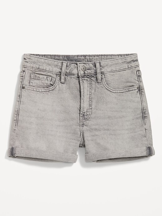 High-Waisted OG Straight Cuffed Gray Jean Shorts for Women -- 3-inch inseam