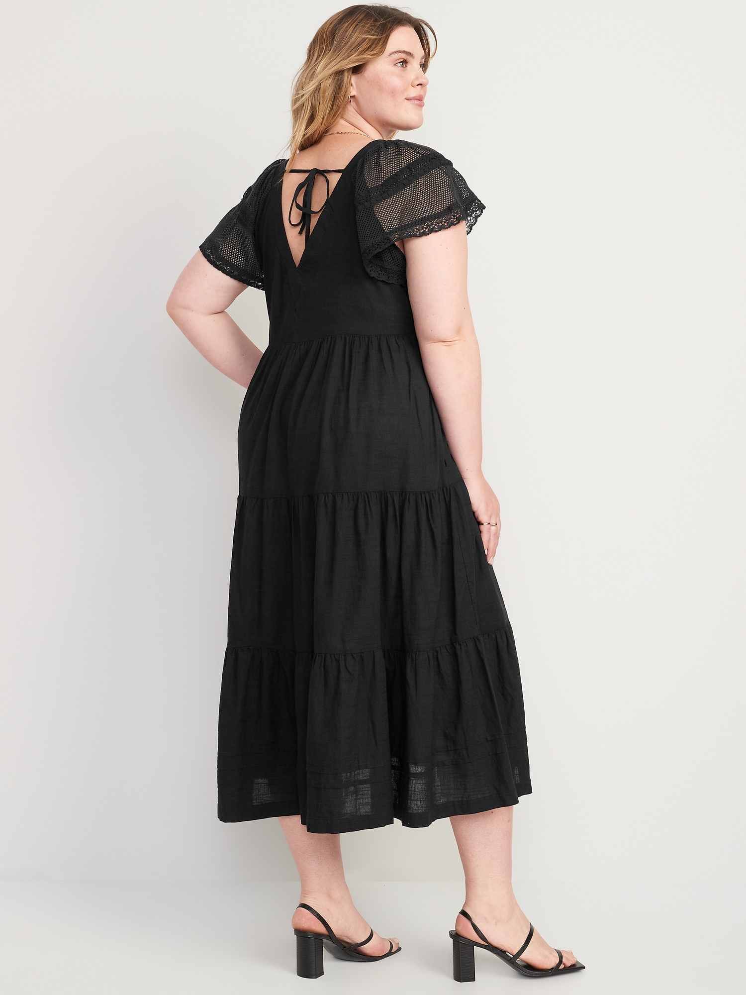 Crewneck Sleeveless Fairy Lace Maxi Swing Dress main image 0