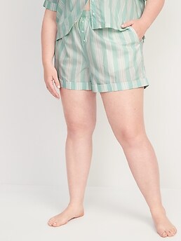 High-Waisted Striped Pajama Boxer Shorts for Women - 3.5-inch inseam