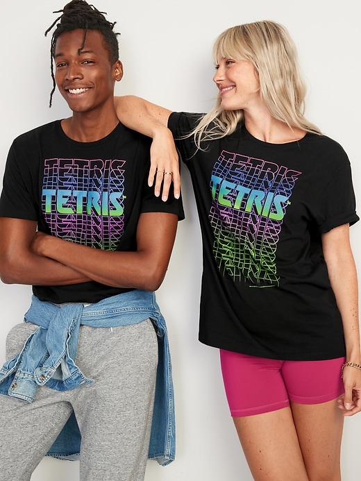 Voir une image plus grande du produit 2 de 2. T-shirt à imprimé Tetris™ unisexe pour Adulte