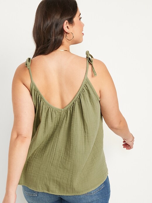 Image number 6 showing, Tie-Shoulder Double-Weave Cami Swing Top for Women