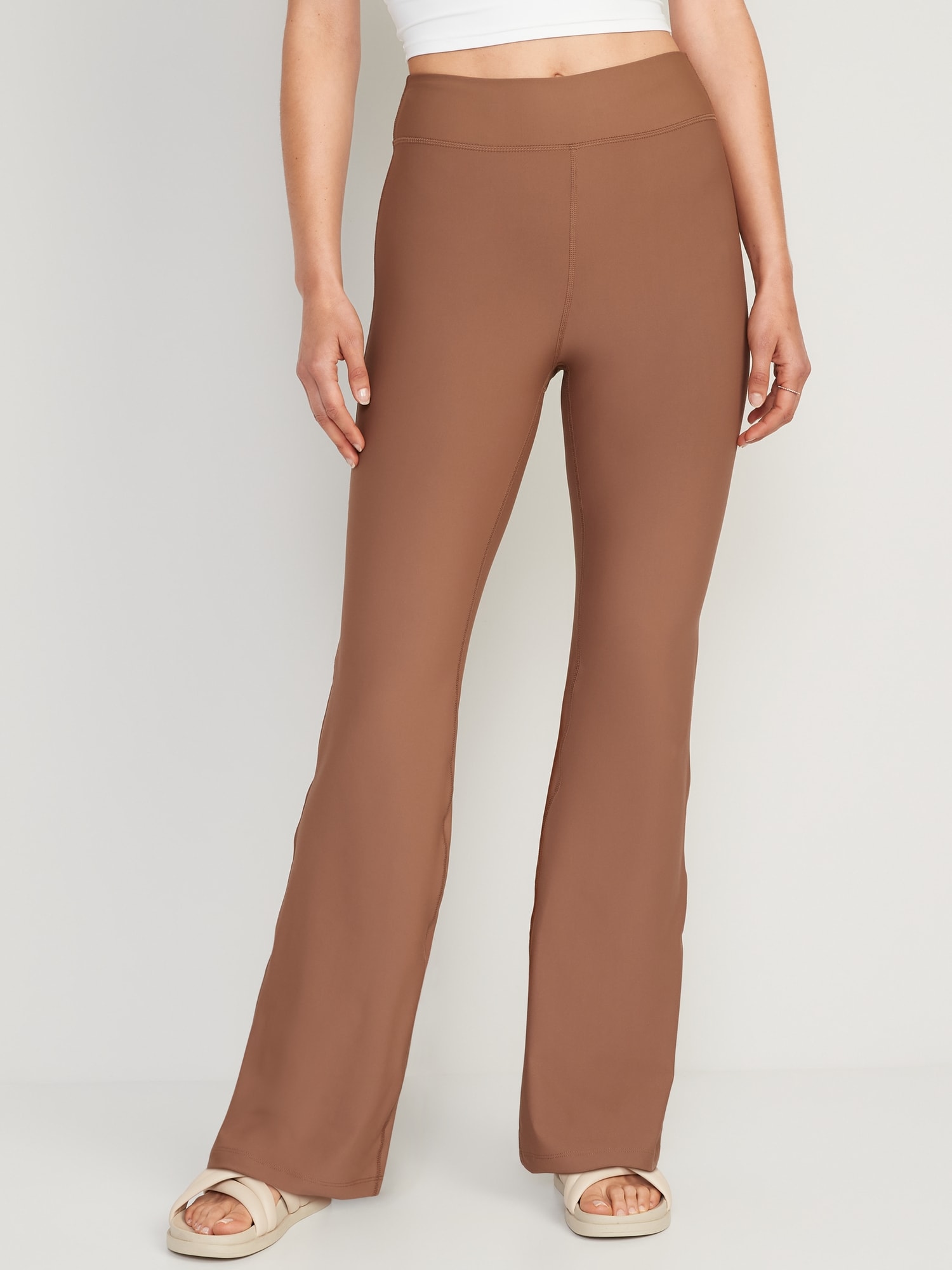 Old Navy Extra High-Waisted PowerSoft Flare Pants for Women brown. 1