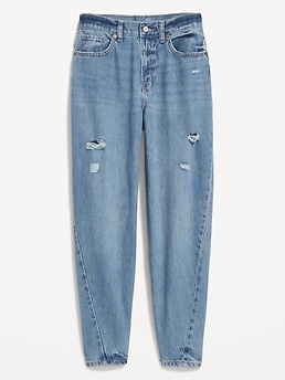 Extra High-Waisted Ripped Non-Stretch Balloon Jeans for Women