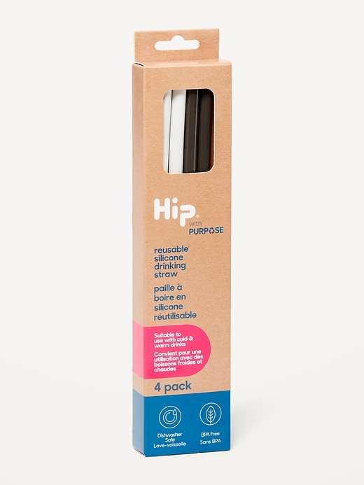 View large product image 1 of 2. Hip&#174 Reusable Silicone Drinking Straws 4-Pack