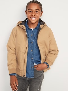 Hooded Canvas Utility Bomber Jacket for Boys