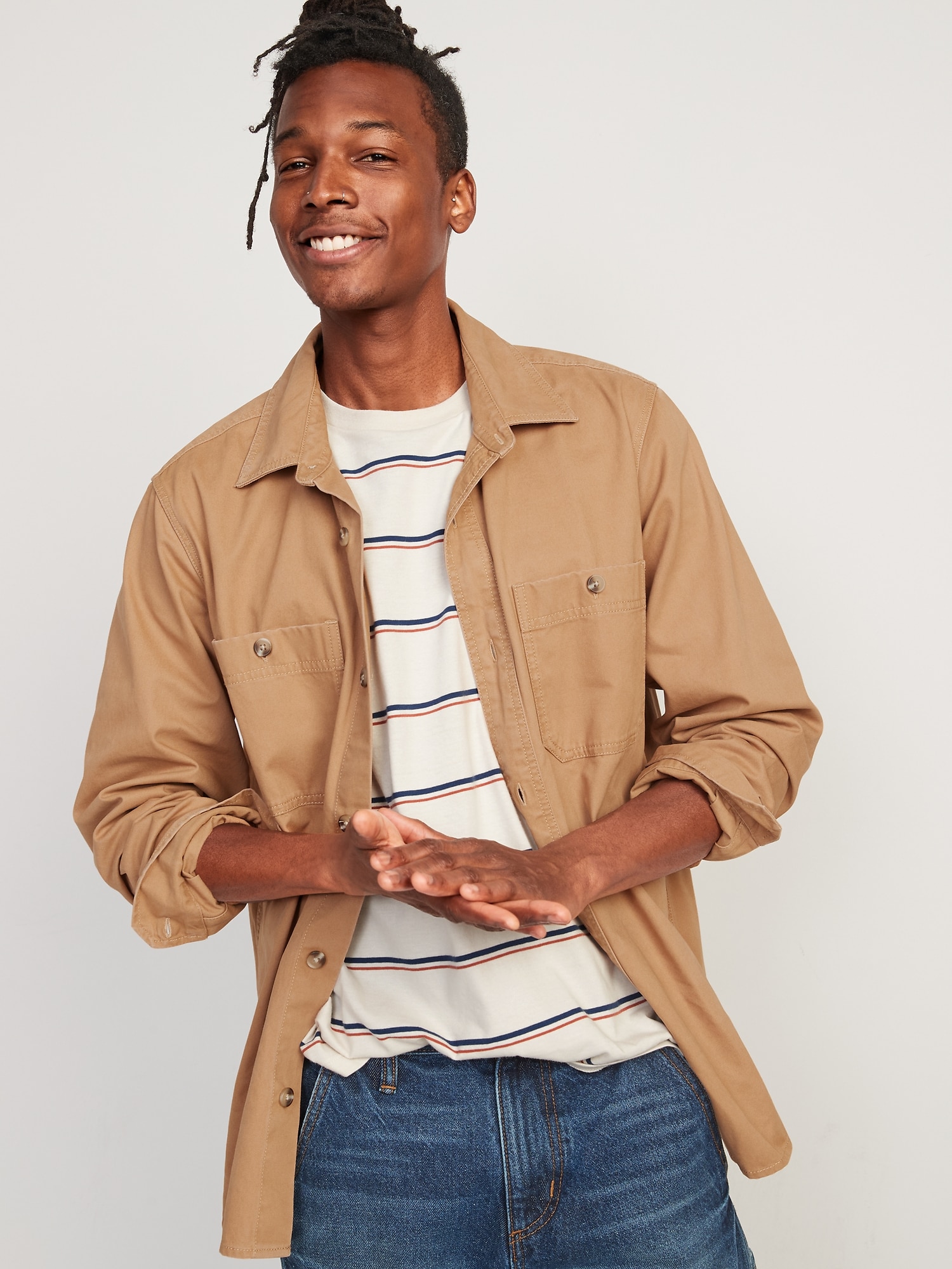 Oversized Cotton-Twill Gender-Neutral Overshirt for Adults | Old Navy
