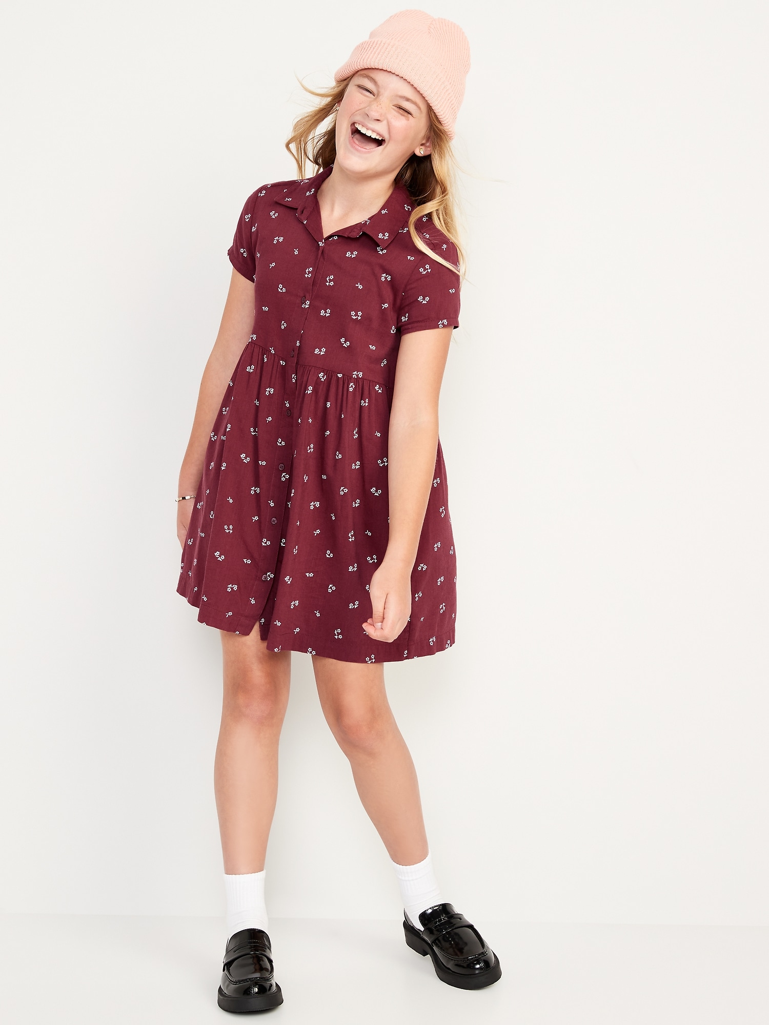 Short-Sleeve Floral-Print Swing Dress 