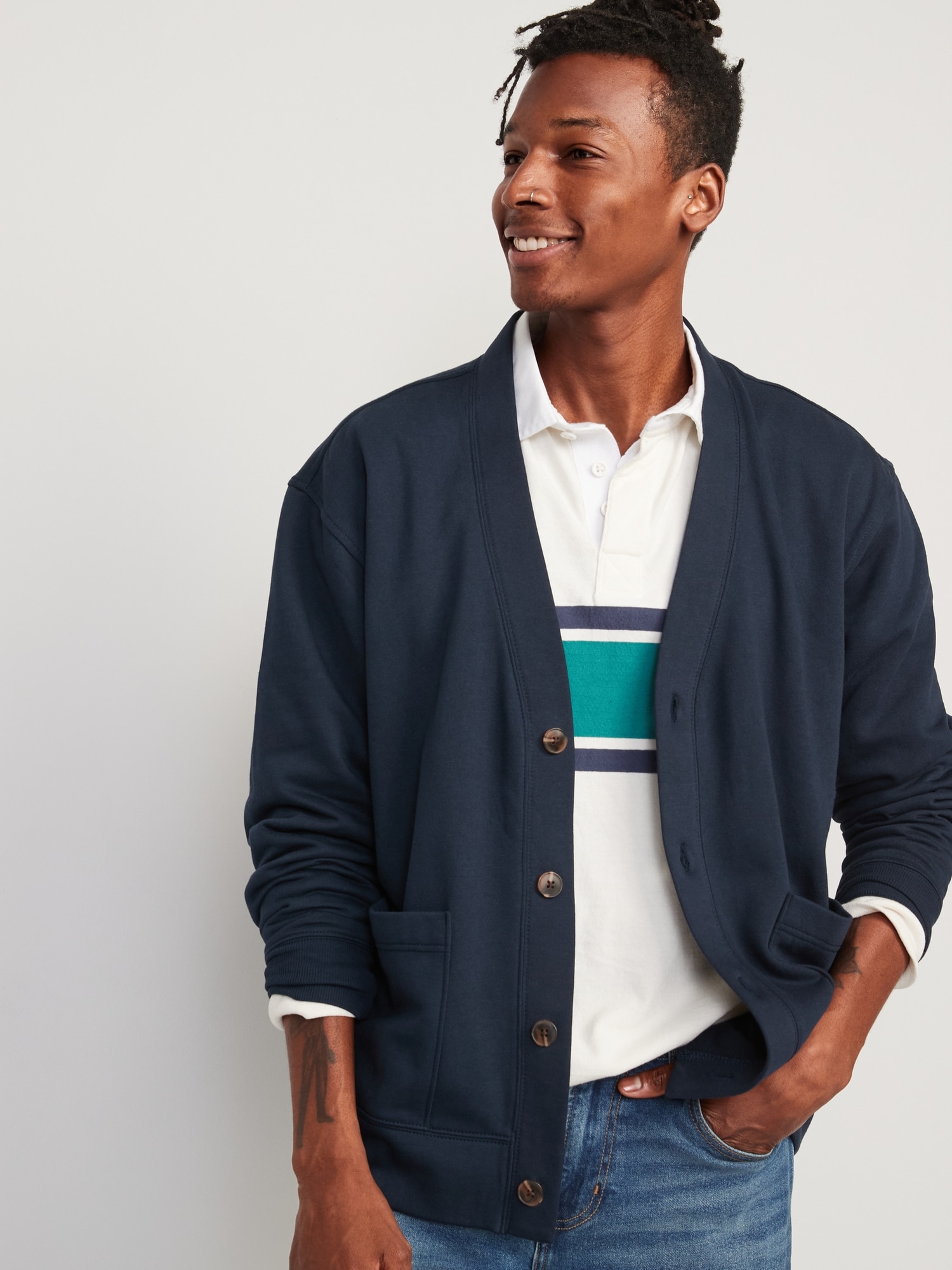 Navy 2025 sweatshirt cardigan