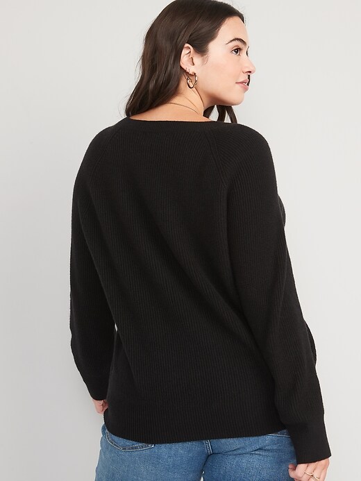 V-Neck Shaker-Stitch Cocoon Sweater Old Navy