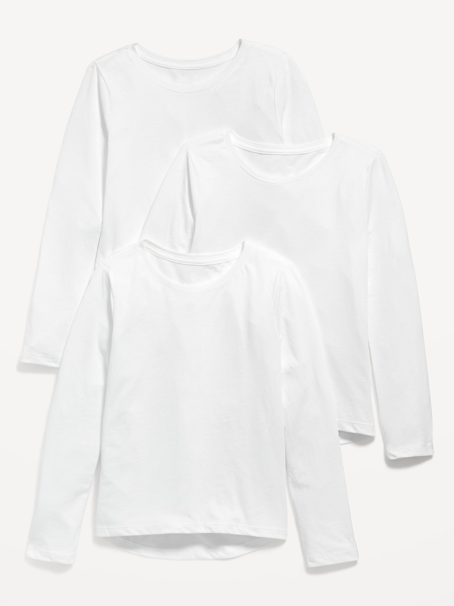 Old Navy Softest Long-Sleeve Scoop-Neck T-Shirt 3-Pack for Girls white. 1