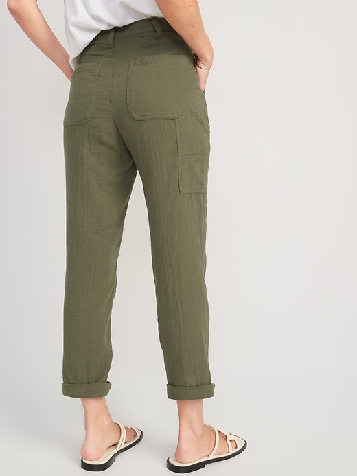 Image number 2 showing, High-Waisted Slouchy Cropped Tapered Workwear Pants for Women