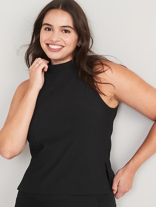 Image number 5 showing, PowerSoft Rib-Knit Mock-Neck Sleeveless Top