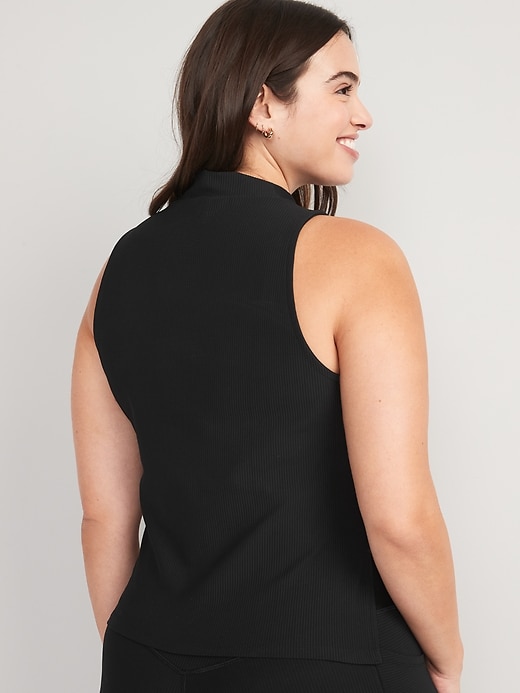 Image number 6 showing, PowerSoft Rib-Knit Mock-Neck Sleeveless Top