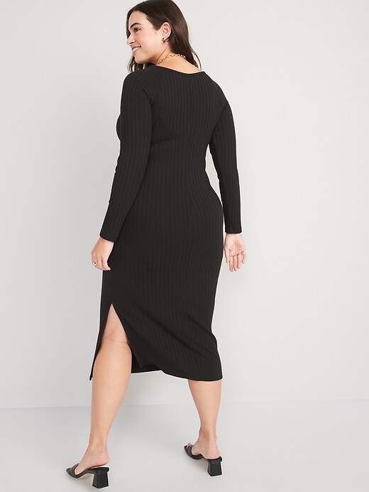 Image number 6 showing, Fitted Long-Sleeve Rib-Knit Midi Dress